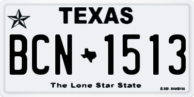TX license plate BCN1513