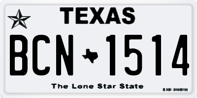 TX license plate BCN1514