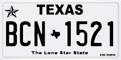 TX license plate BCN1521