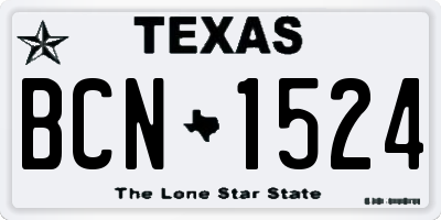 TX license plate BCN1524