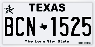 TX license plate BCN1525