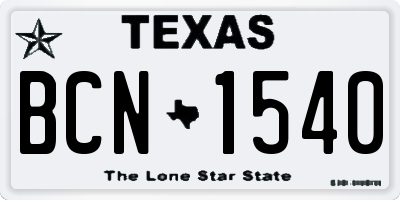 TX license plate BCN1540