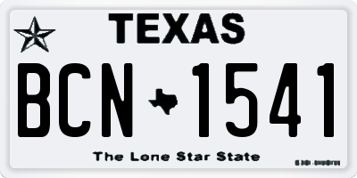 TX license plate BCN1541