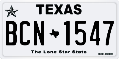 TX license plate BCN1547