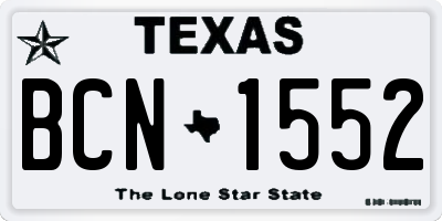 TX license plate BCN1552