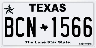 TX license plate BCN1566