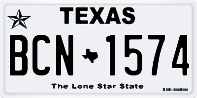 TX license plate BCN1574