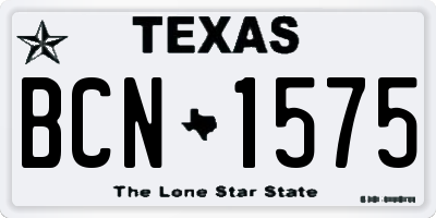 TX license plate BCN1575
