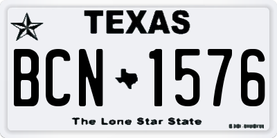 TX license plate BCN1576