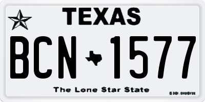 TX license plate BCN1577
