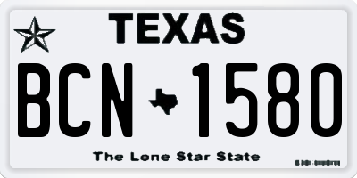 TX license plate BCN1580