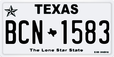 TX license plate BCN1583