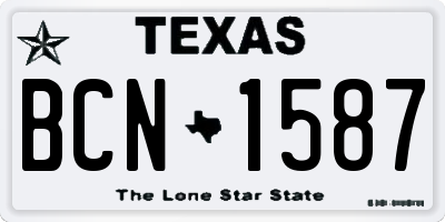 TX license plate BCN1587
