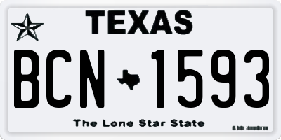 TX license plate BCN1593