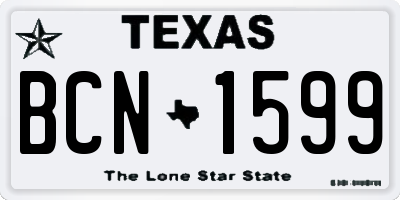 TX license plate BCN1599