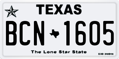 TX license plate BCN1605