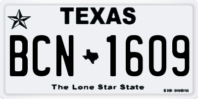 TX license plate BCN1609