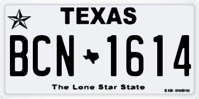 TX license plate BCN1614