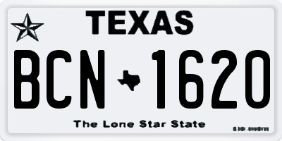 TX license plate BCN1620