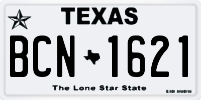 TX license plate BCN1621