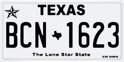 TX license plate BCN1623