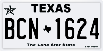 TX license plate BCN1624