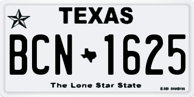 TX license plate BCN1625