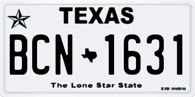 TX license plate BCN1631