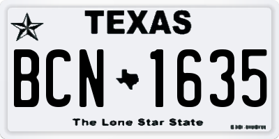 TX license plate BCN1635
