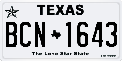 TX license plate BCN1643