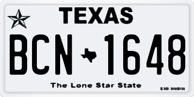TX license plate BCN1648
