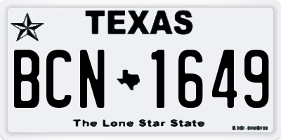 TX license plate BCN1649