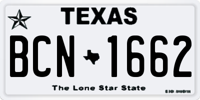 TX license plate BCN1662