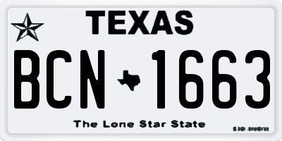 TX license plate BCN1663