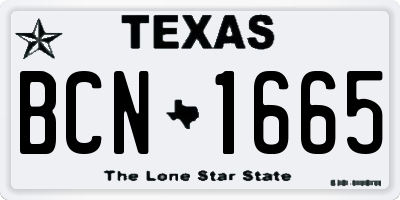 TX license plate BCN1665