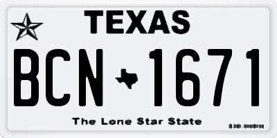 TX license plate BCN1671