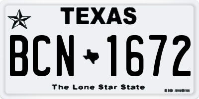 TX license plate BCN1672
