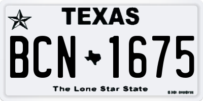 TX license plate BCN1675