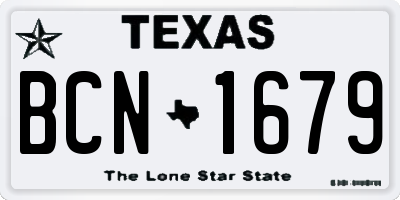 TX license plate BCN1679