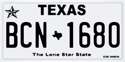 TX license plate BCN1680