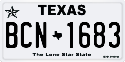 TX license plate BCN1683