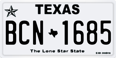 TX license plate BCN1685
