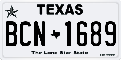 TX license plate BCN1689