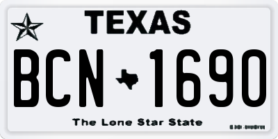 TX license plate BCN1690