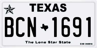 TX license plate BCN1691