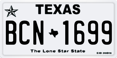 TX license plate BCN1699