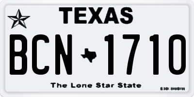 TX license plate BCN1710