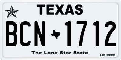 TX license plate BCN1712