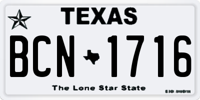 TX license plate BCN1716