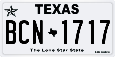 TX license plate BCN1717